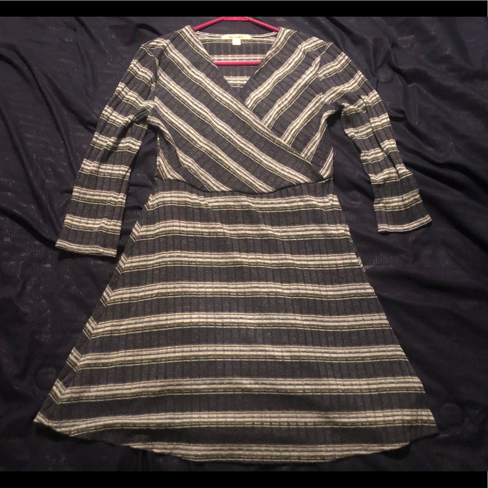Miami Blue and White Striped Dress Francesca’s Sz Large